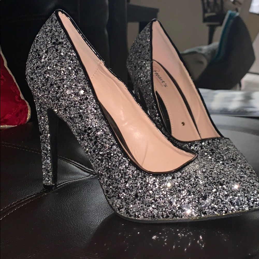 Glitter Black Heels
